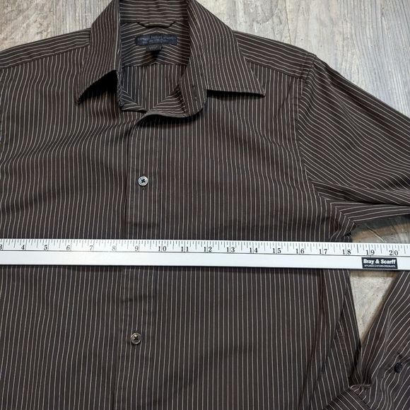 Express Design Studio Mens button down brown striped long sleeve shirt Sz S - Picture 6 of 10